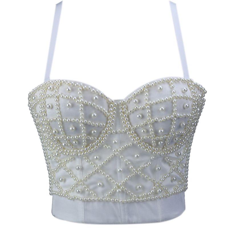 T-Shirt Women Sleeveless Crop Top Sexy Pearl Beaded Bustier Push Up Corset Club Bralette 50JB, Bk
T-Shirt Women Sleeveless Crop Top Sexy Pearl Beaded Bustier Push Up Corset Club Bralette 50JB, Bk