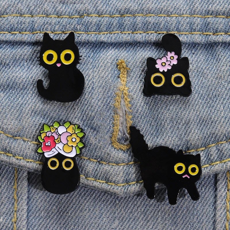 Black Cats Enamel Pins Custom Big Eyes Kitten Brooches Lapel Badges Floral Animal Cartoon Funny Jewelry Gift for Friends, Color #1
Black Cats Enamel Pins Custom Big Eyes Kitten Brooches Lapel Badges Floral Animal Cartoon Funny Jewelry Gift for Friends, Color #1