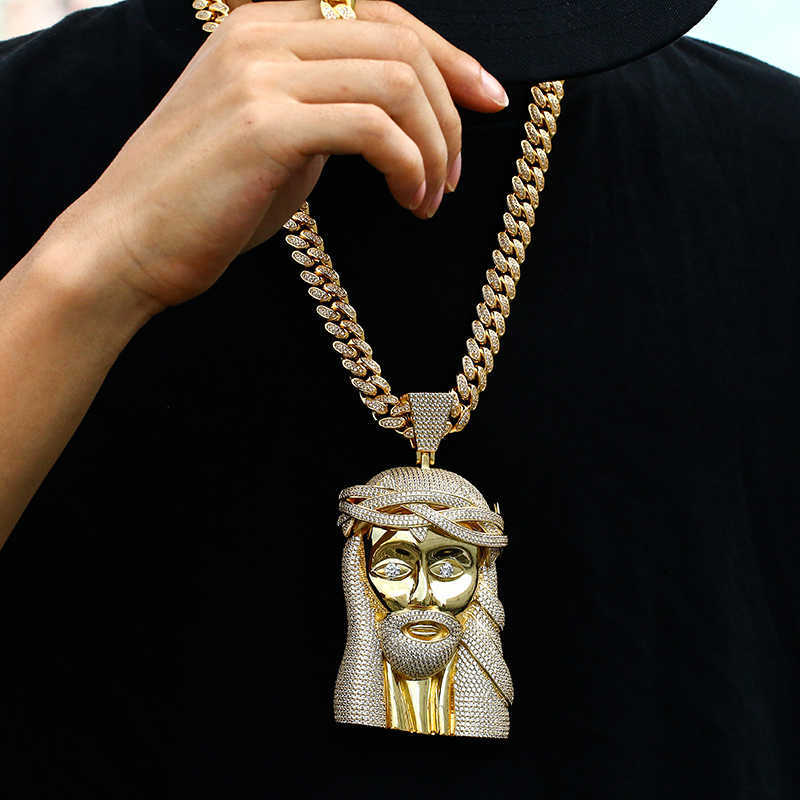 Pass Diamond Tester VVS Moissanite Iced Out Jesus Head Face Pendant Bling 925 Sterling Silver Big Piece Hip Hop Jewelry For Men