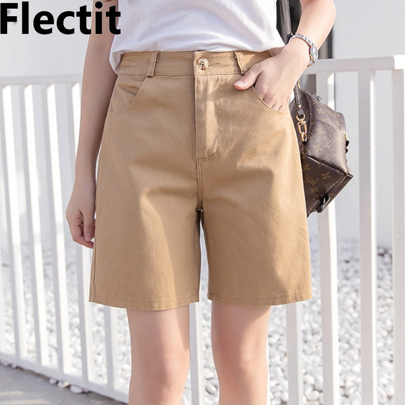 Women's Shorts Flectit Bermuda Shorts Women Relaxed Straight Shorts Summer Female Casual Outfit 230503