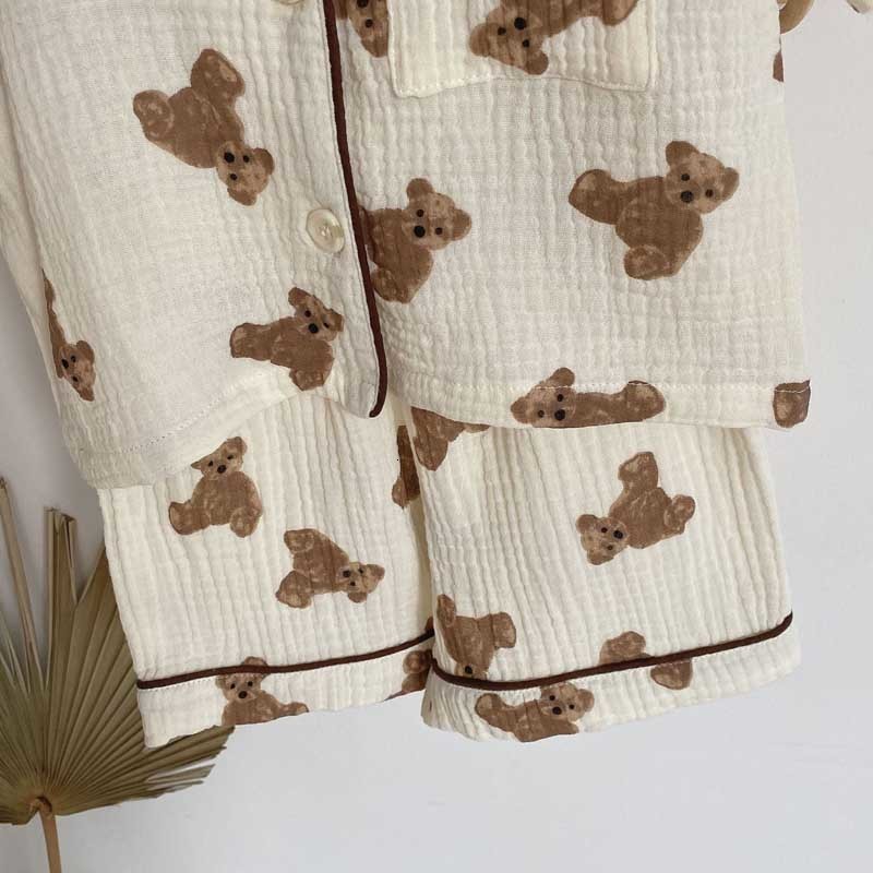 Pajamas Muslin Baby Clothes Toddler Boy Girls Summer Pajamas for Children Sleepwear Kids Clothing Set Children's Robe Pant Short Sleeve 230503