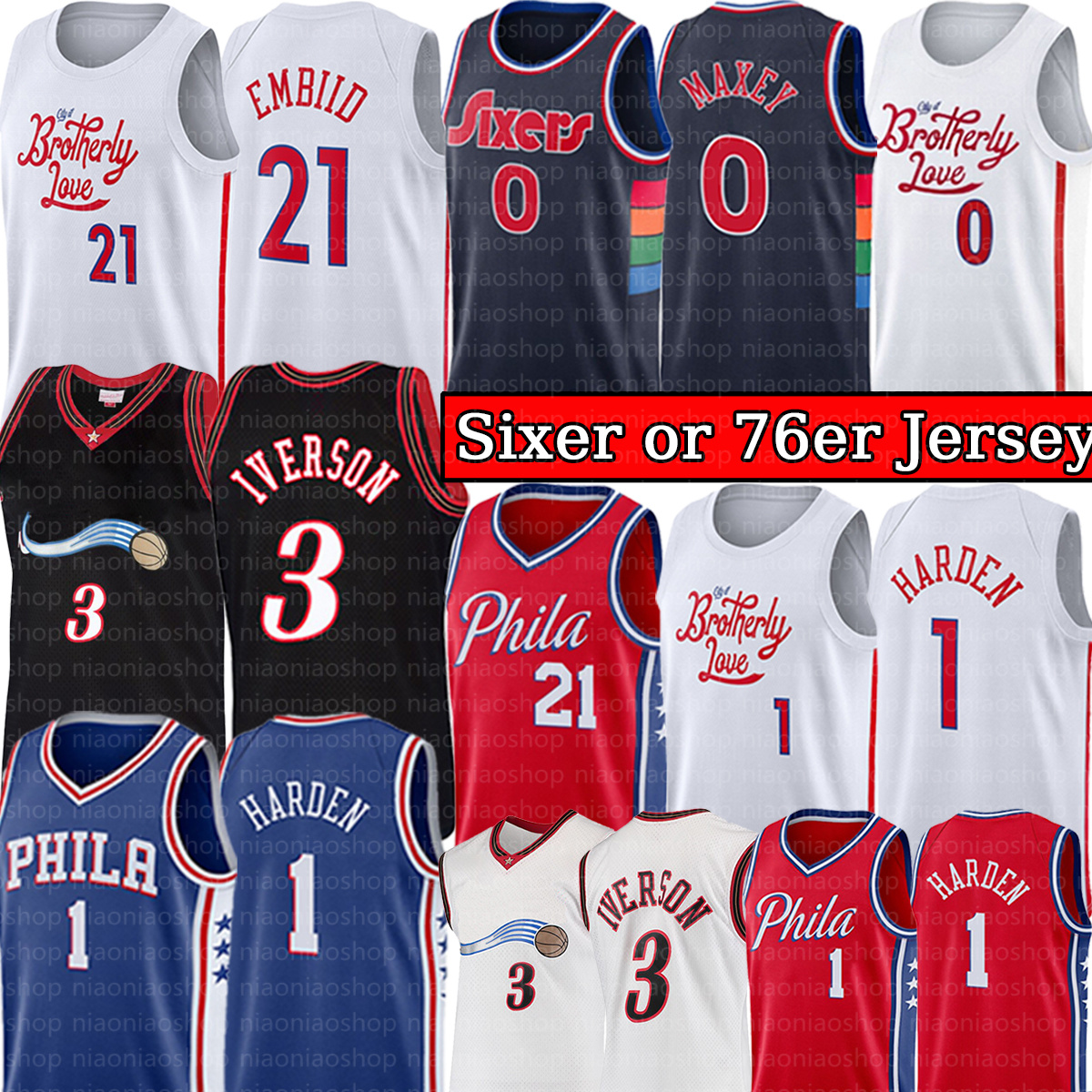 Joel Embiid 21 James Harden 1 2022-23''76ers" Basketball Jersey Tyrese Maxey 0 Allen 3 Iverson Retro Philadelphias Sixer 76er Jersey Men City Stitched Shirt, With logo jersey
Joel Embiid 21 James Harden 1 2022-23''76ers" Basketball Jersey Tyrese Maxey 0 Allen 3 Iverson Retro Philadelphias Sixer 76er Jersey Men City Stitched Shirt, With logo jersey