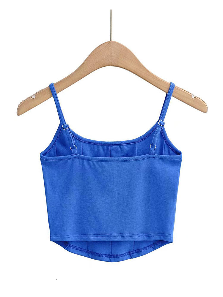 Camisoles Tanks DUOPERI Women Fashion Solid Cropped Camisole Vintage Thin Straps Square Neck Sleeveless Female Chic Lady Tops 230503