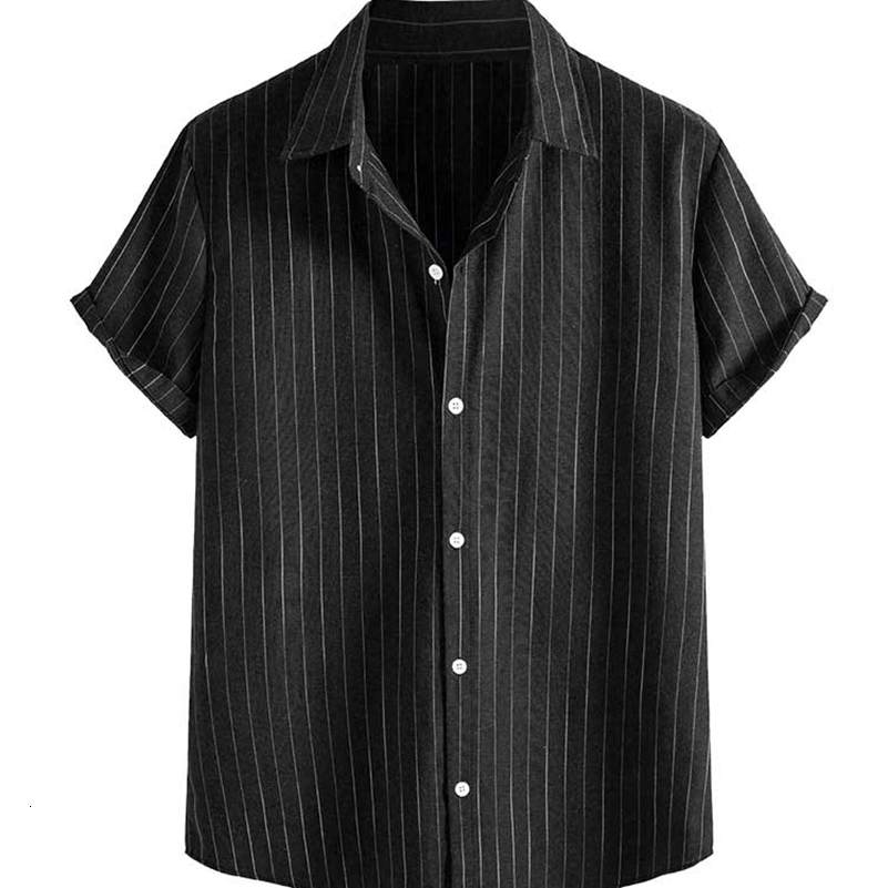Men's Casual Shirts Striped Shirt for Men Cotton Short Sleeves Button Blouses Casual Turn-down Collar Shirt Summer Streetwear Overshirts Tops 230