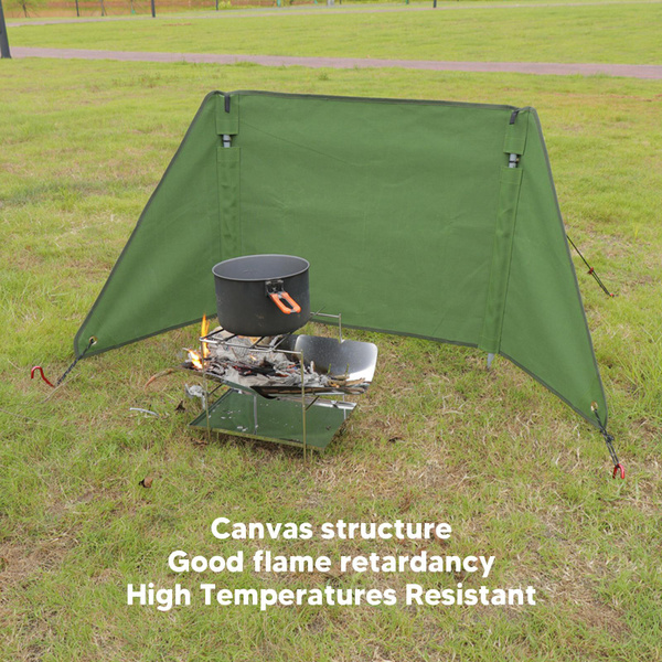 Outdoor Stove Windscreen Portable Canvas Camping Fire Windshield For Picnic Cooking BBQ
