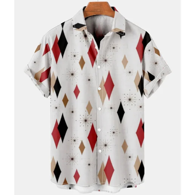 Men's Casual Shirts Harajuku Feather Hawaiian Men's Shirt Printed Short Sleeve Casual White Street Summer Beach Shirts For Men Clothing Summ