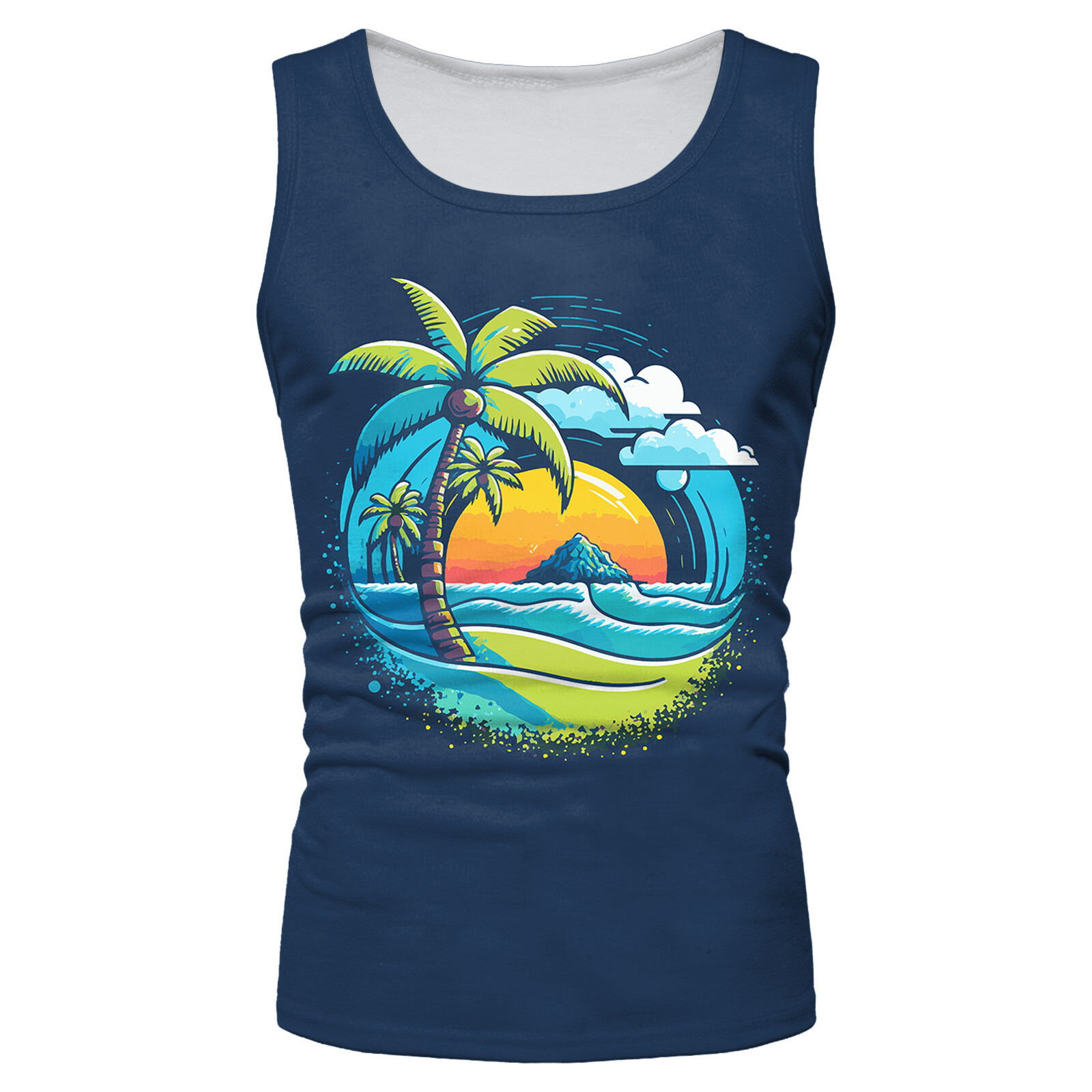 Men's Tank Tops Coconut Tree Print Sleeveless Tee Hawaii Top Summer Casual Beach Vest O Neck Shirt Men Gym Clothing Bodybuilding 2023 230428Z