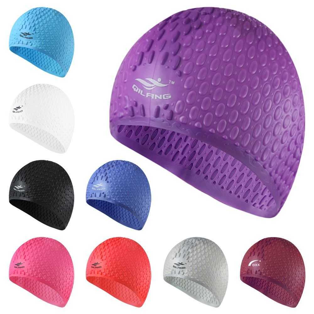 Swimming caps Fashion Adults 3D Ergonomic Design Spa Silicone Waterproof Swim Pool Hat Swimming Cap J230502