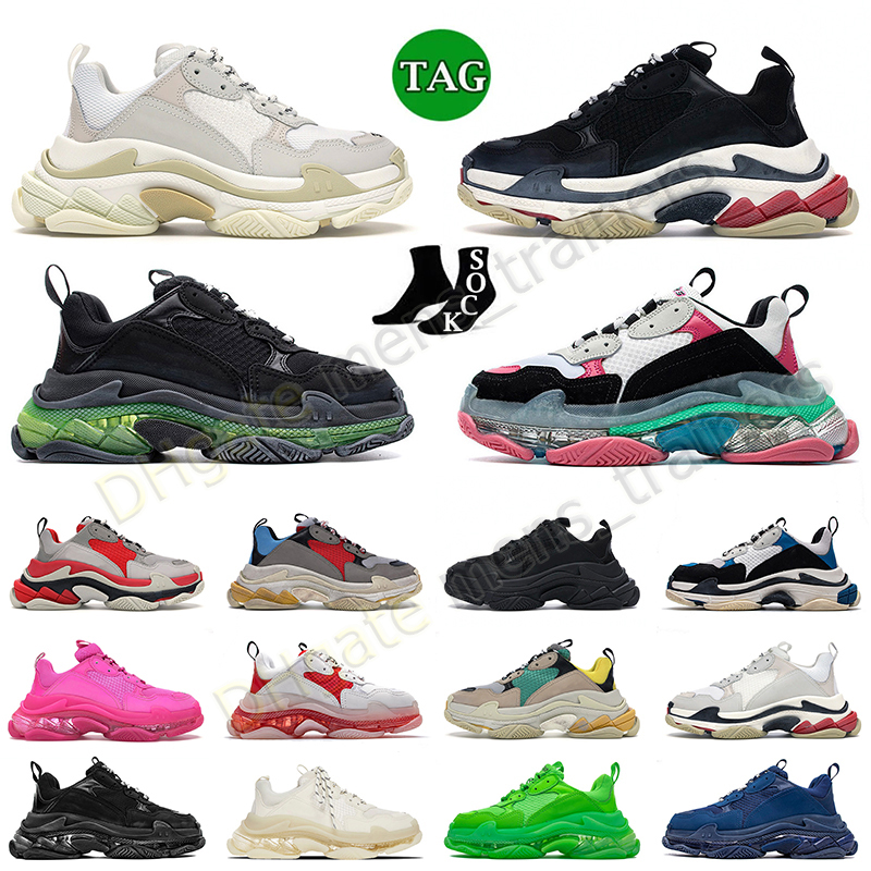 triple s sneaker designer casual shoes men women paris black white pink blue red green neon yellow bred clear sole luxury mens platform trainers 36-45