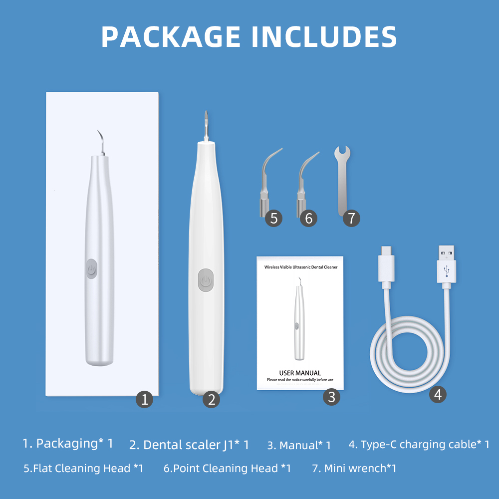 Other Oral Hygiene Visual Ultrasonic Dental Scaler with Camera LED Calculus Oral Tartar Remover Tooth Stain Cleaner Teeth Whitening Cleaning Kit J1 23