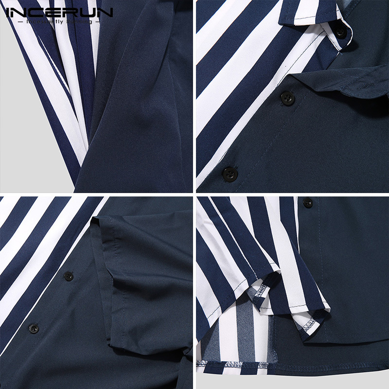 Men's Casual Shirts Summer Men's Short Sleeve Casual Shirt 3D Printing Lapel Striped Button Yellow Oversized Loose Street Fashion Comfortabl