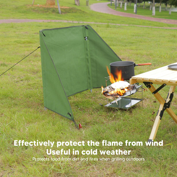 Outdoor Stove Windscreen Portable Canvas Camping Fire Windshield For Picnic Cooking BBQ