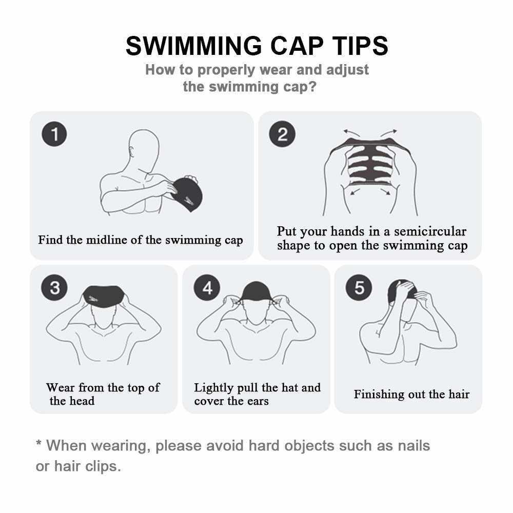 Swimming caps Swim Cap Silicone NoSlip Swimming Caps Long Hair Unisex Pool Hat with Ear Cover Protect for Women Men Adult Youths Kids J230502