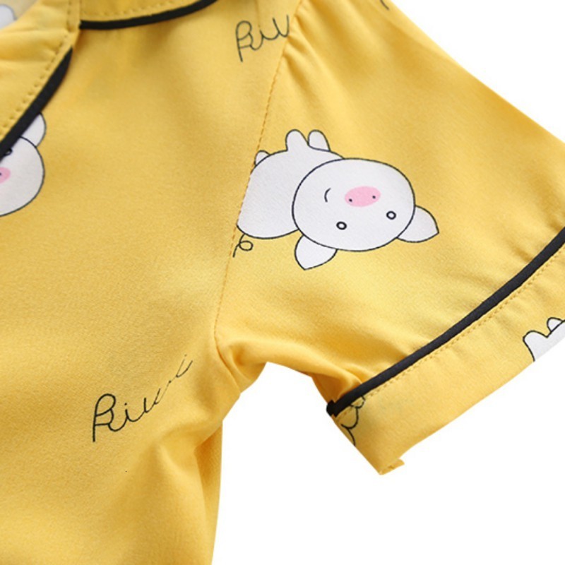Pajamas Kids Pajamas Sets Girls Cartoon Pig Pattern Night Suit Children Cartoon Sleepwear Yellow Pyjamas kids Cotton Nightwear 7 230503