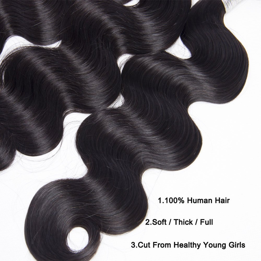 Brazilian Body Wave Human Virgin Hair 100g/pc Natural Black Color 1B Double Wefts Unprocessed Hair Extensions 3 Bundles