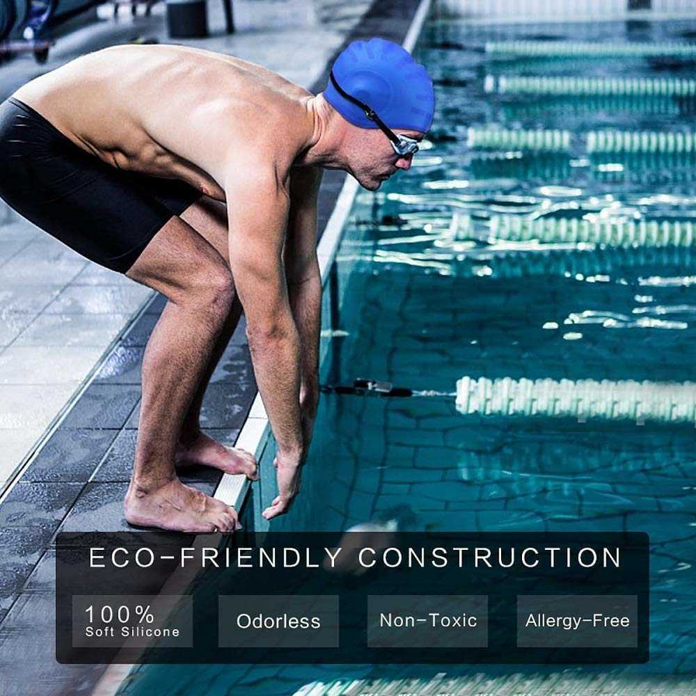 Swimming caps Swim Cap Silicone NoSlip Swimming Caps Long Hair Unisex Pool Hat with Ear Cover Protect for Women Men Adult Youths Kids J230502