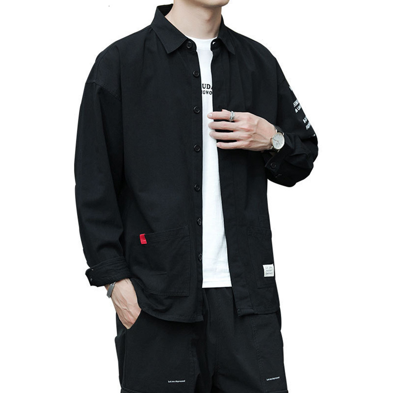 Men's Casual Shirts Spring Cargo Shirt Men Long Sleeve Cotton Black Men's Fashionable Shirt Vintage Clothing Male Streetwear 230503