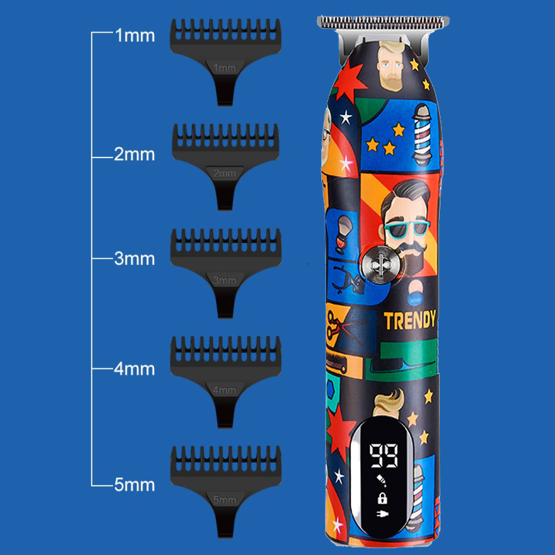Clippers Trimmers Barber Professional Hair Clipper Rechargeable Graffiti Electric Finish Cutting Machine Beard Trimmer Shaver Cordless Work 230428