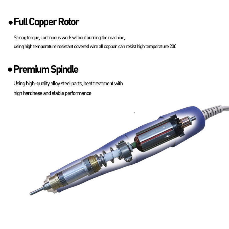 Nail Art Equipment Strong 210 Nail Drill Handle Manicure Machine 35000RPM 105L Electric Nail Drill Handpiece Pedicure Bit File Polish Nail Art Tool 23