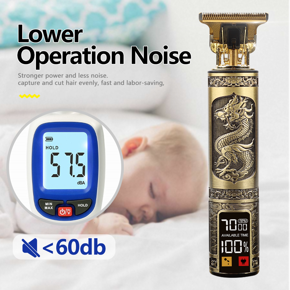 Clippers Trimmers USB Electric LCD Hair Clipper Trimmer All In One Gold Light Head Rechargeable Hair Clipper Oil Head Hair Carving Mark Razor 230428