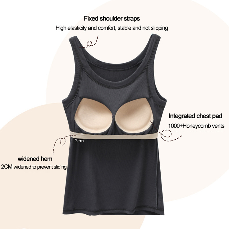 Camisoles Tanks CINOON Women Camisole Push Up Tank Long Tops Padded Female Sexy Bralette Streetwear Seamless Lounge Solid Color Wirefree Tops 230503