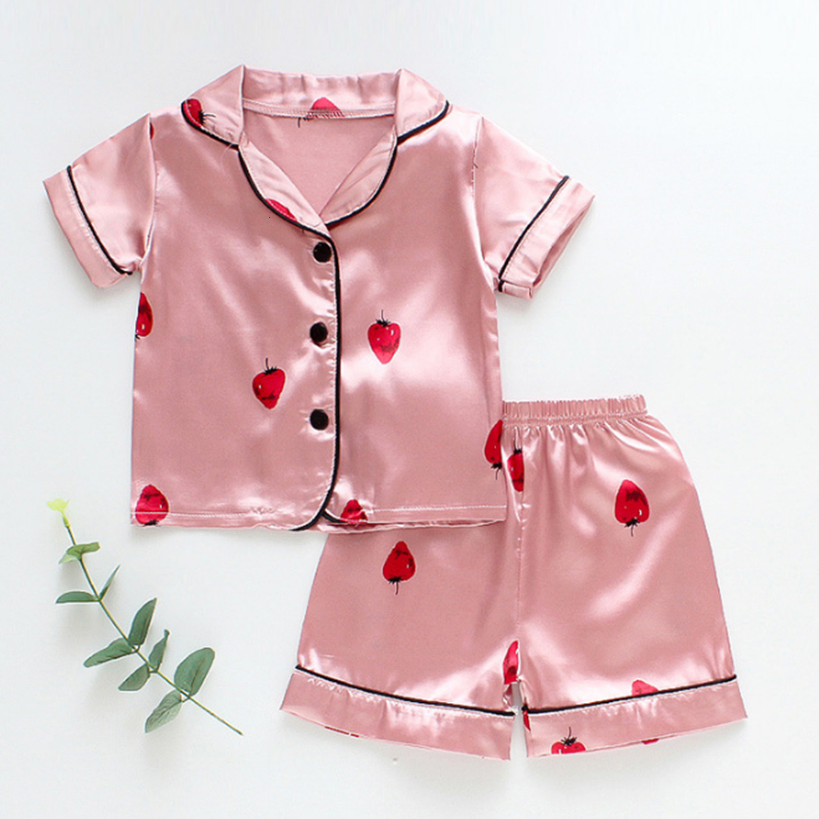 Pajamas Baby Pajamas Sleep Clothes Set Summer Cartoon Print Sleepwear Infant Boy Girl Loungewear Button Top with Shorts Nightwear Outfit 230503