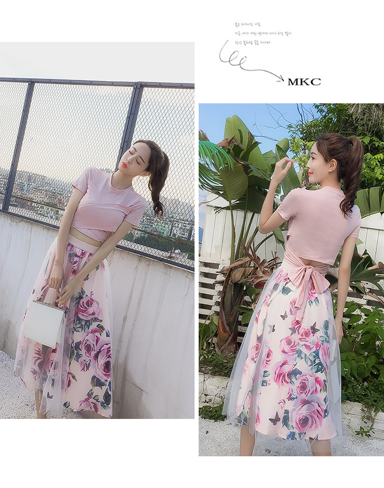 Two Piece Dress HIGH QUALITY Women Irregular T ShirtMesh Skirts Suits Bowknot Solid Tops Vintage Floral Skirt Sets Elegant Woman Two Piece Set 230503