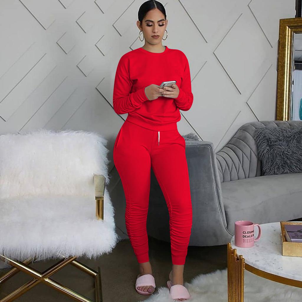 Pants Fashion Women 2 Pieces Set Tracksuits 2020 Long Sleeve Solid Color Pullover Tshirt High Waist Laceup Long Pant Outfits, Pink
Pants Fashion Women 2 Pieces Set Tracksuits 2020 Long Sleeve Solid Color Pullover Tshirt High Waist Laceup Long Pant Outfits, Pink