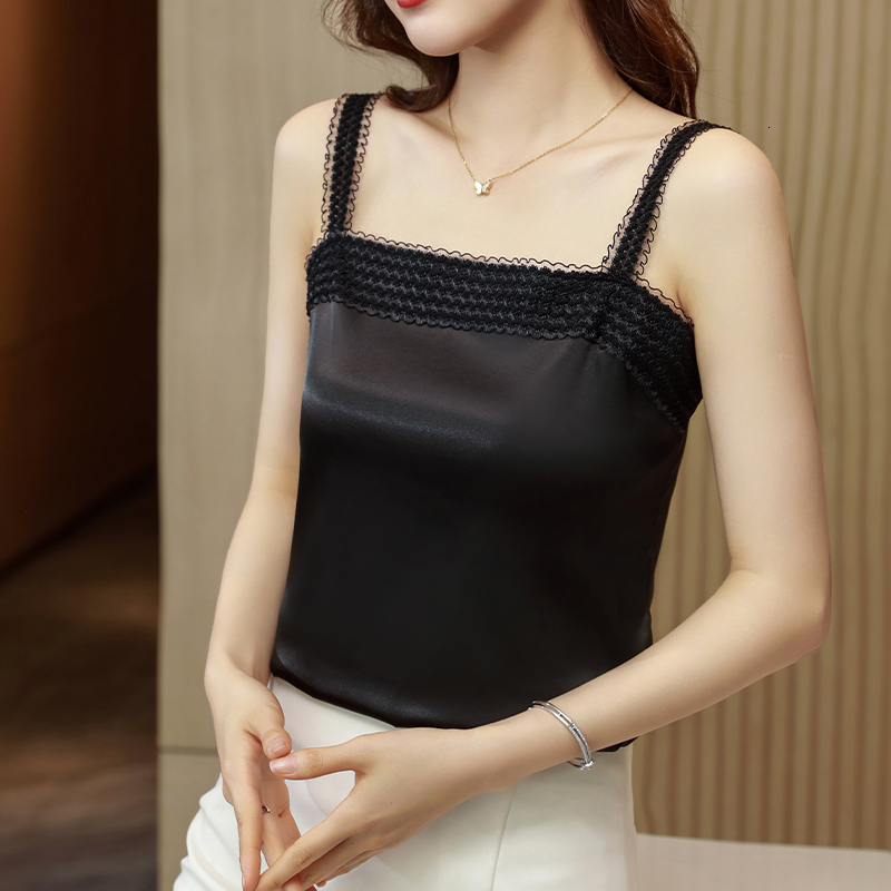 Camisoles Tanks Summer Womens Tops Satin Sexy Blouse Corset Top Silk Blouses Fashion Tank Top Female Clothing Elegant Camisole Ladies Tops 230503