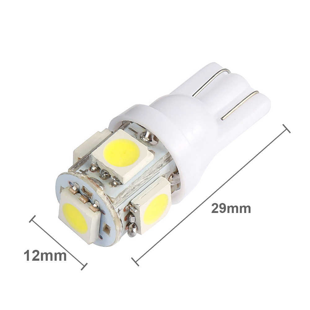 100PCS T10 Led Car Lights 5050 5smd Super White Red Yellow 194 168 W5W Led Parking Bulb Auto Wedge Clearance Read Lamp 12v