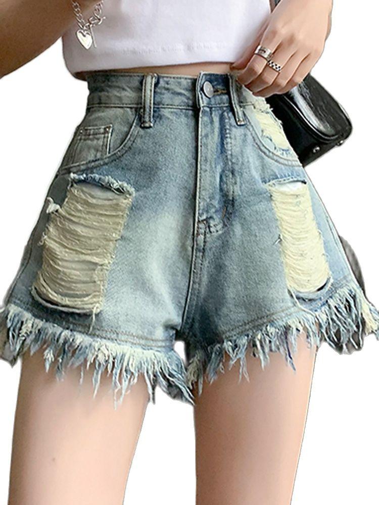 Jeans Retro Ripped Denim Shorts Loose And Thin High Waist ALine Hot Pants 2022 Summer New Korean Fashion Women'S Clothing, Blue
Jeans Retro Ripped Denim Shorts Loose And Thin High Waist ALine Hot Pants 2022 Summer New Korean Fashion Women'S Clothing, Blue