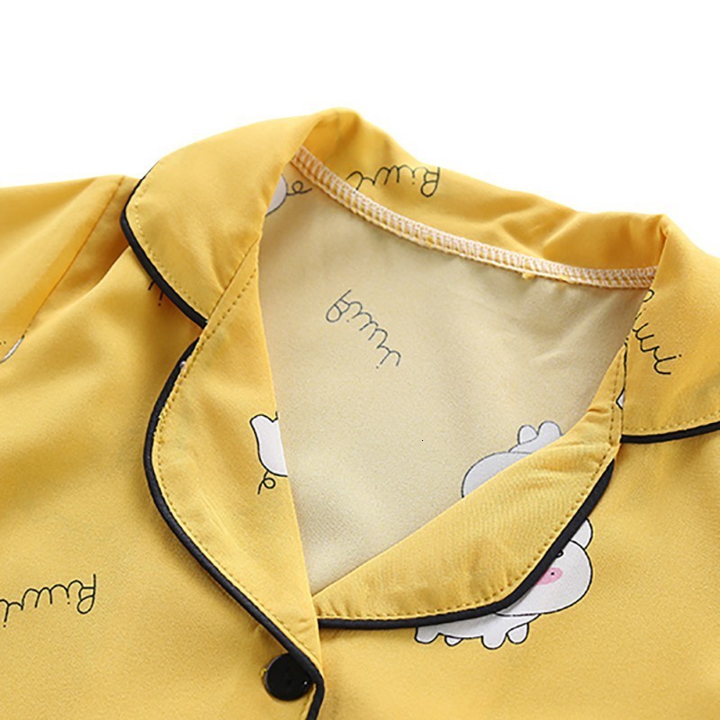 Pajamas Kids Pajamas Sets Girls Cartoon Pig Pattern Night Suit Children Cartoon Sleepwear Yellow Pyjamas kids Cotton Nightwear 7 230503
