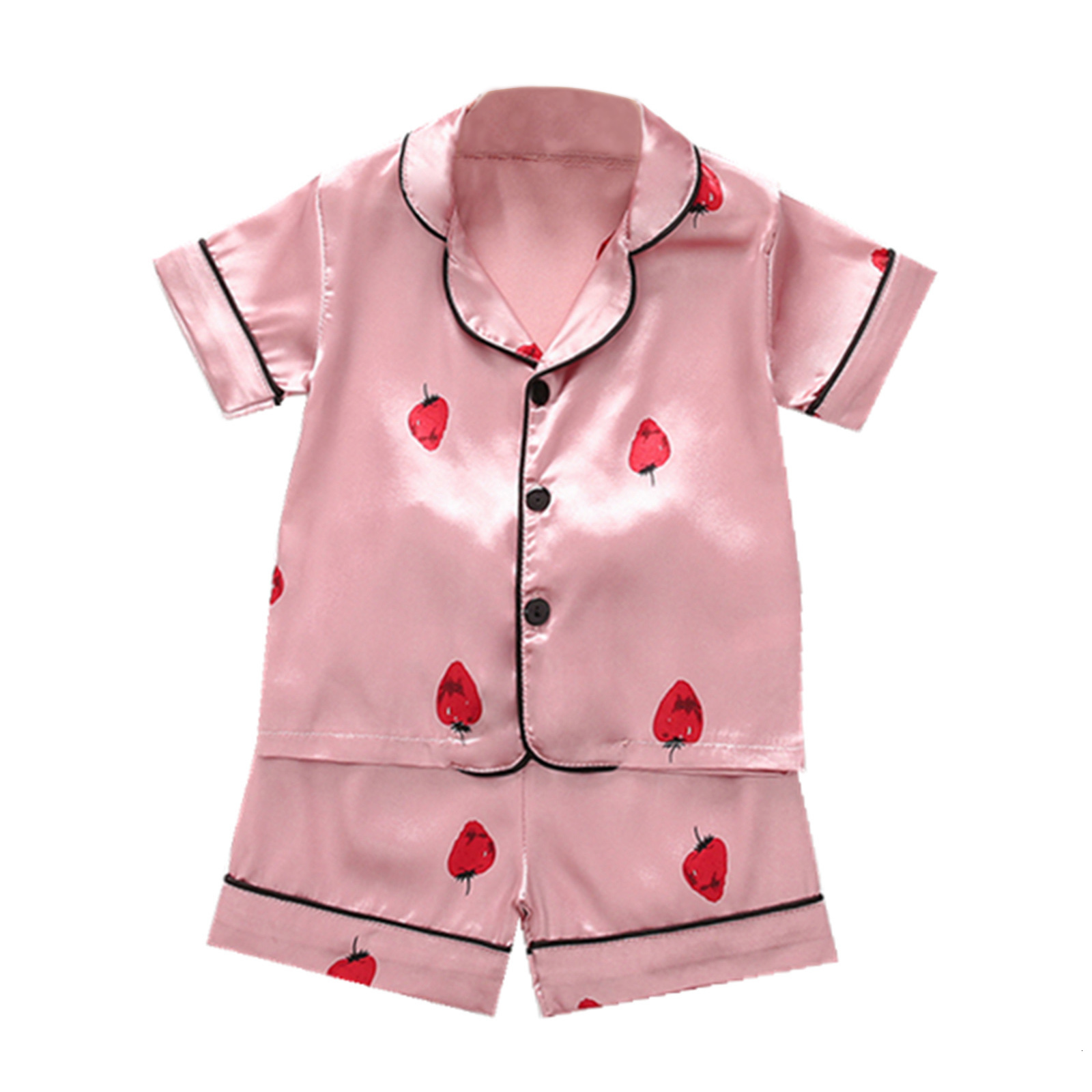 Pajamas Baby Pajamas Sleep Clothes Set Summer Cartoon Print Sleepwear Infant Boy Girl Loungewear Button Top with Shorts Nightwear Outfit 230503