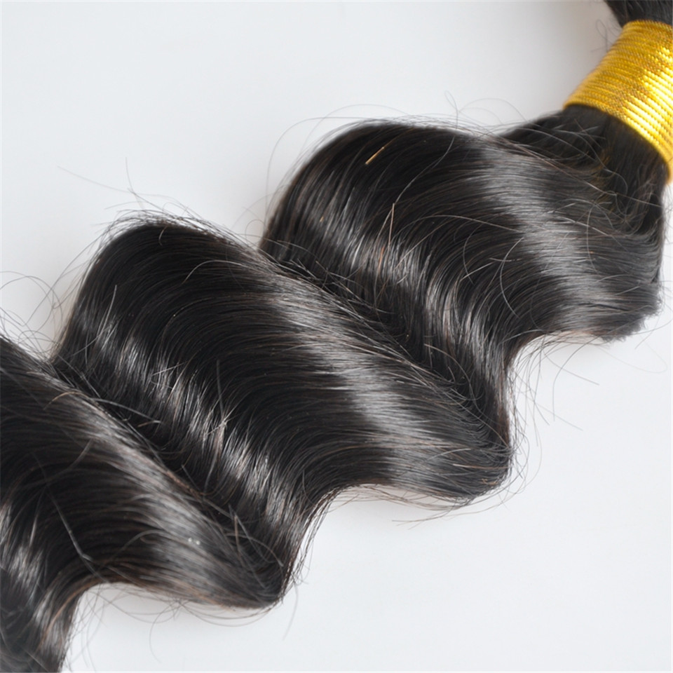Brazilian Loose Deep Wave Human Virgin Hair 3 Bundles With 13X4 Transparent Lace Frontal To Ear Full Head Natural Color