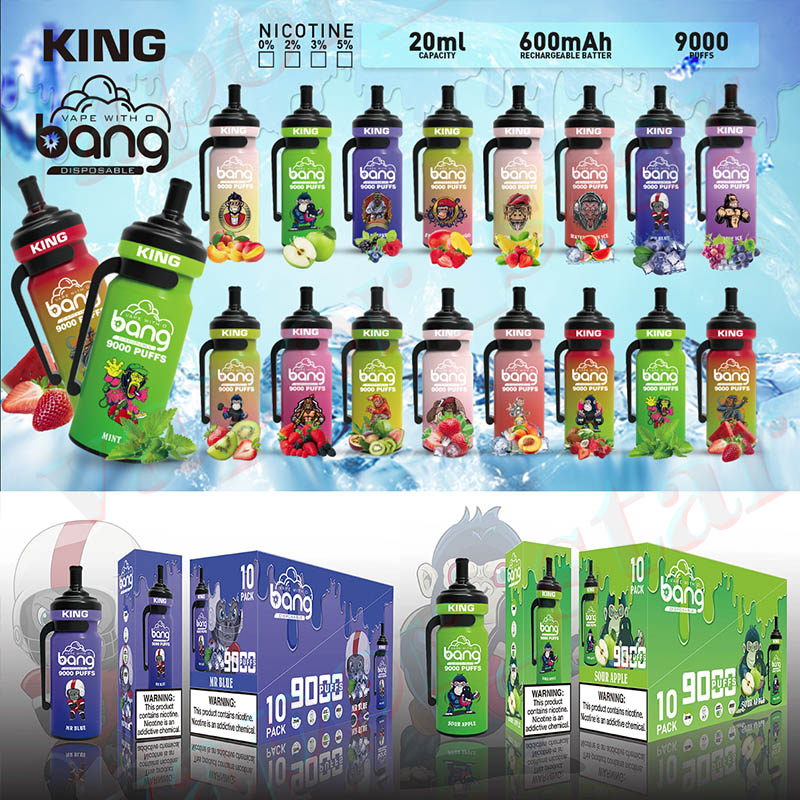 Original Bang King Disposable E cigarette 9000 puffs vape pen 20ml puff 9000 prefilled pod 600 mAh Recharge battery Mesh Coil vapor devices 0% 2% 3% 5% Avaible
Original Bang King Disposable E cigarette 9000 puffs vape pen 20ml puff 9000 prefilled pod 600 mAh Recharge battery Mesh Coil vapor devices 0% 2% 3% 5% Avaible