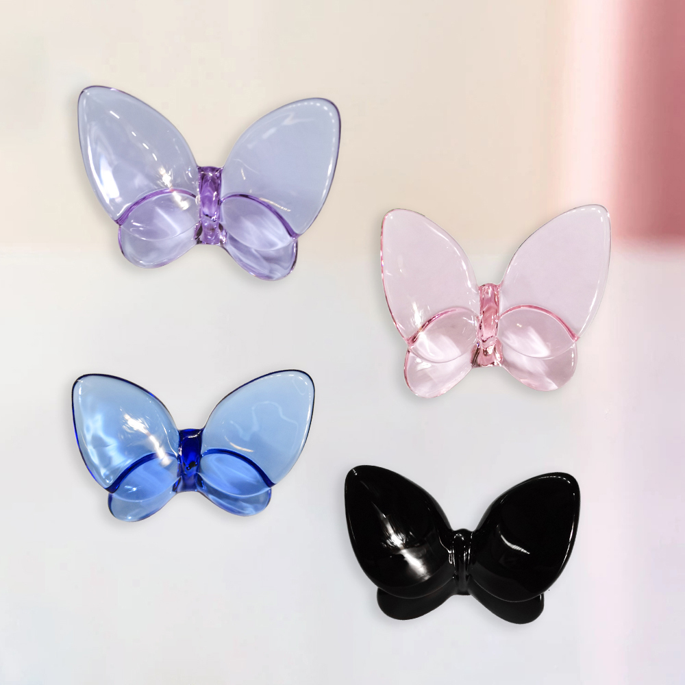 Decorative Objects Figurines Glass Crystal Lucky Butterfly Ornaments Nordic Colored Glaze Butterfly Decoration Bright Color DIY Wedding Party Gifts 23