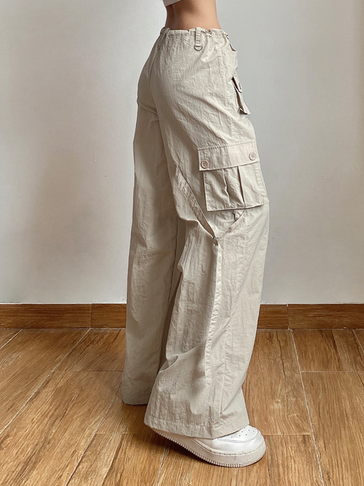 Women s Shorts Weekeep Pocket Patchwork Straight Pants Light Khaki Low Rise Baggy Casual Cargo for Women Harajuku 2000s Jogging Overalls 230503