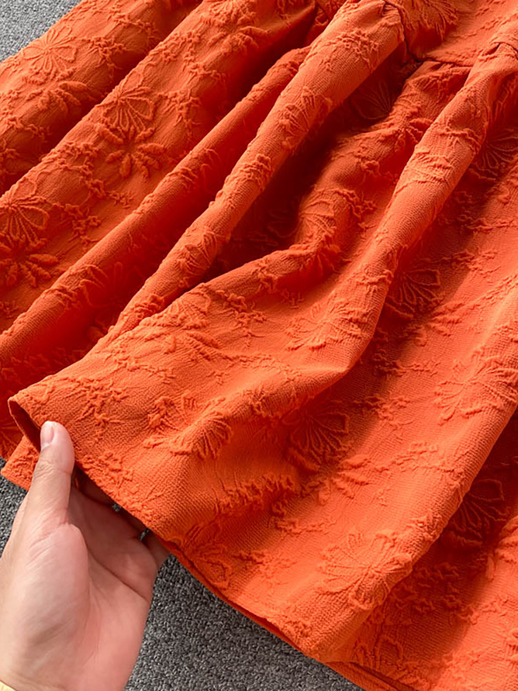 Two Piece Dress Purple/Orange/White Two Piece Set Women Vintage Square Collar Short Sleeve Tops High Waist A-Line Skirt Female Suits 230503