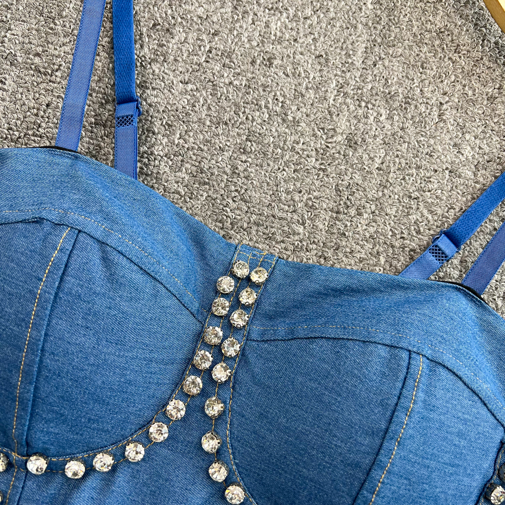 Camisoles Tanks Jeans Binder Chest Woman Top Tank Tops Women Corset Femme Tanks Crop Camisole Denim Camis Built In Bra Drop 230503