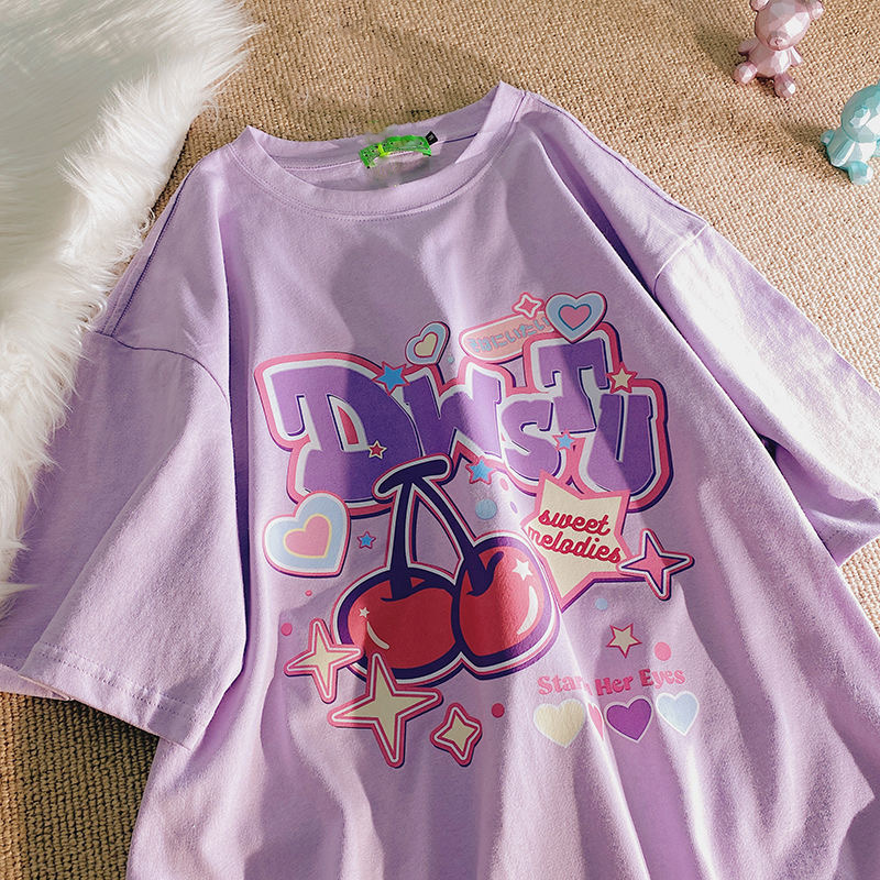 Camisoles Tanks Fruit Print Women T shirt 100 Cotton Summer Harajuku Y2K Tshirt Girls Kawaii Loose Short Sleeve Top Cute Oversized Tee Plus Size 23050