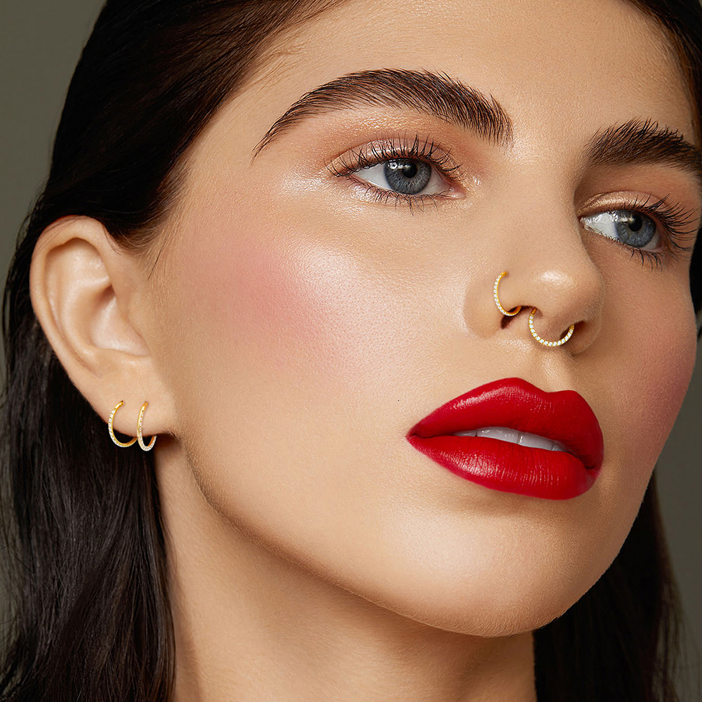 Hoop Huggie 10PCS G23 Lip Hinged Earrings Hoop Round Tragus Cartilage Helix Segment Ear Nose Ring Body Piercing Jewelry 230428