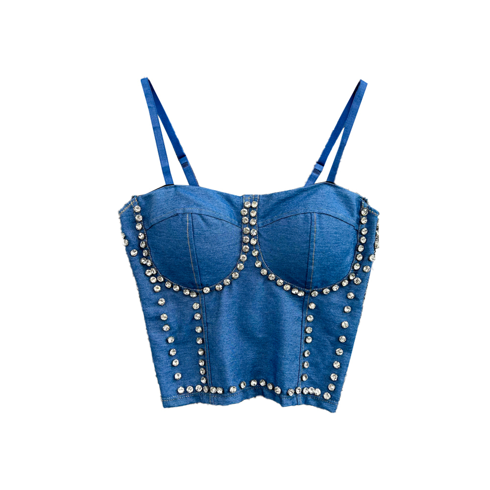 Camisoles Tanks Jeans Binder Chest Woman Top Tank Tops Women Corset Femme Tanks Crop Camisole Denim Camis Built In Bra Drop 230503