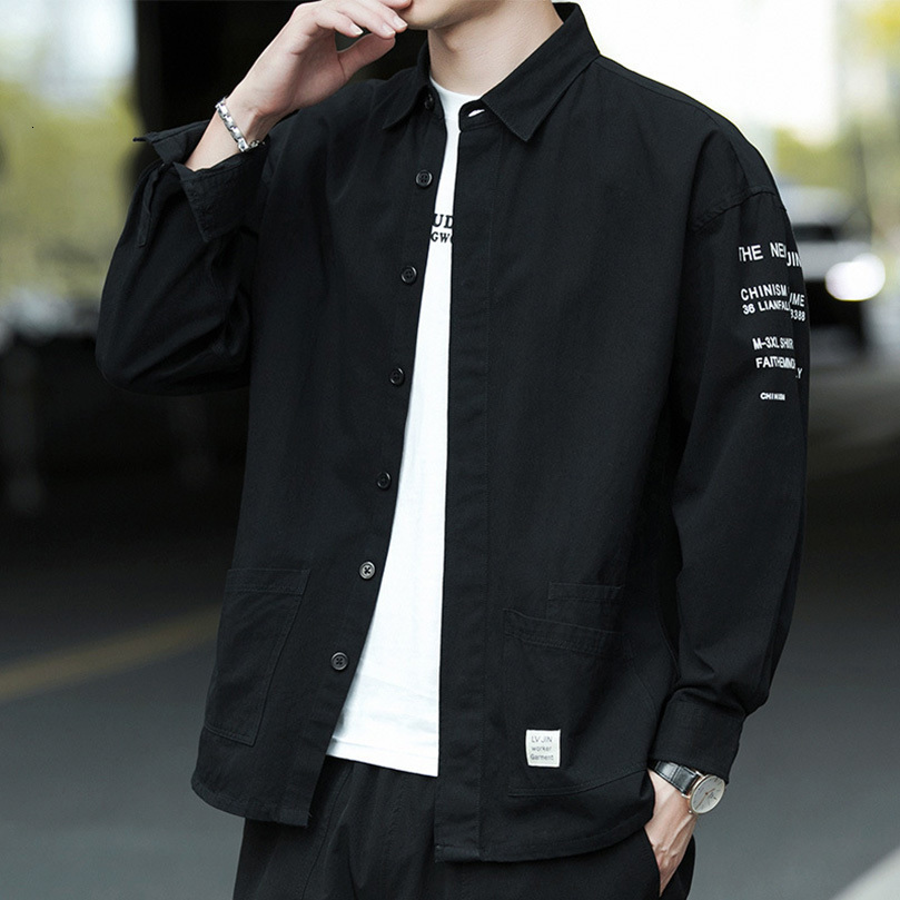 Men's Casual Shirts Spring Cargo Shirt Men Long Sleeve Cotton Black Men's Fashionable Shirt Vintage Clothing Male Streetwear 230503