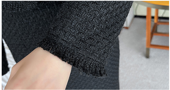 Two Piece Dress WIGADFHK Winter Vintage Tweed Two Piece Women Outfits Woolen Short Jacket Coat Tassels Midi Pencil Skirt Suits Autumn 230503