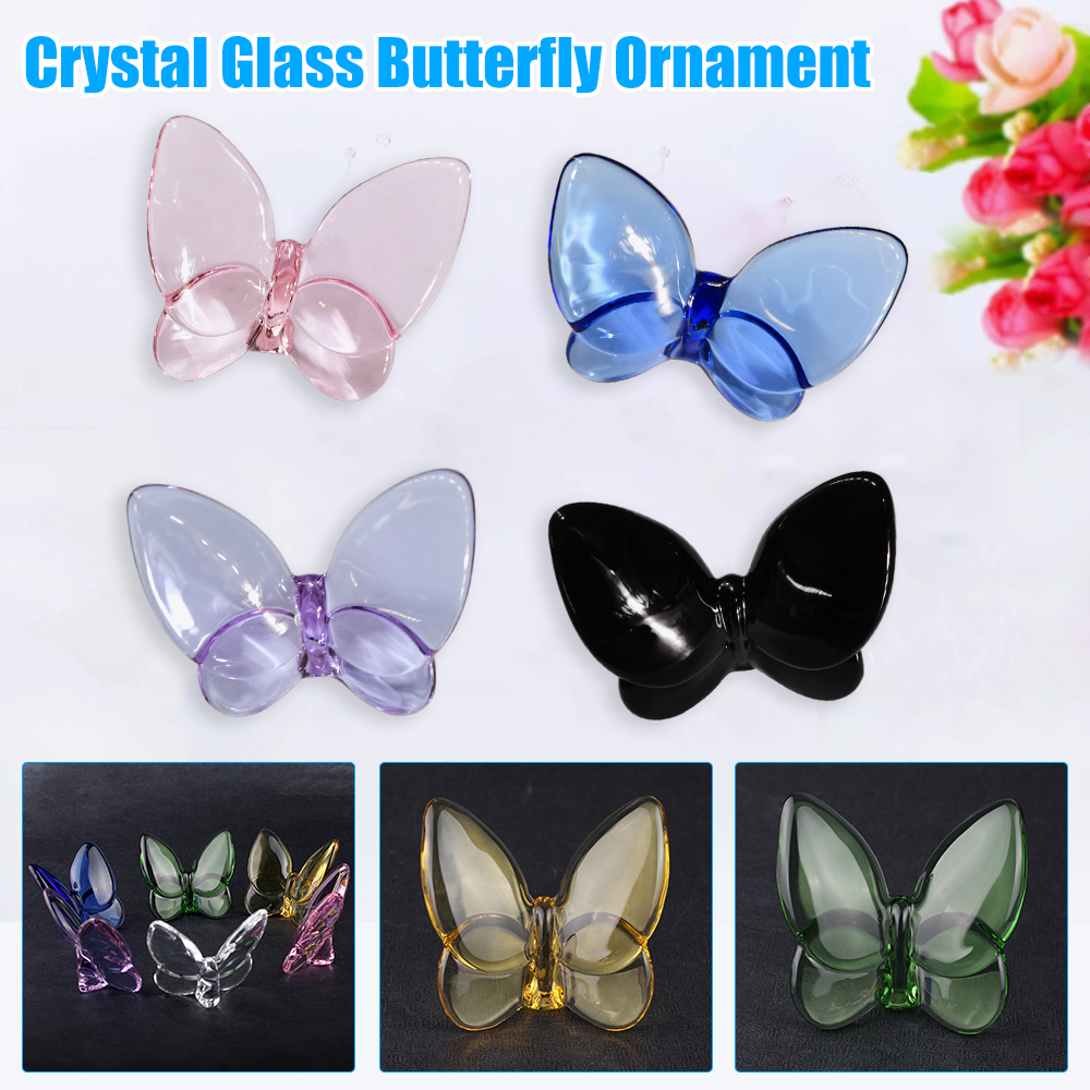 Decorative Objects Figurines Glass Crystal Lucky Butterfly Ornaments Nordic Colored Glaze Butterfly Decoration Bright Color DIY Wedding Party Gifts 23