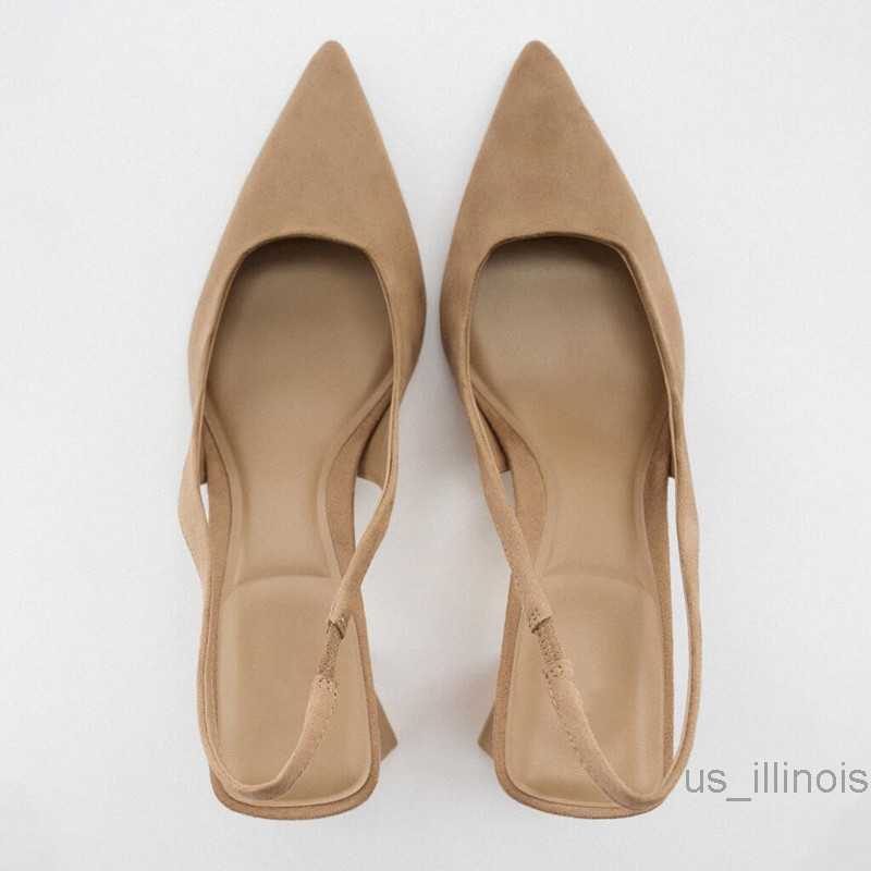 Dress Shoes TRAF Block Heel Slingback Shoes Women 2022 Autumn Pointed toe Pumps Elegant Office Lady Heels Womans Comfort Sandals Plus Size