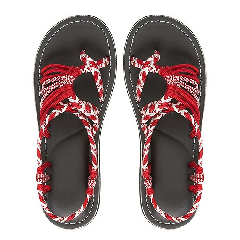 Sandal Summer Flip Flop Shoes Mixed Color Matching Rope Knot Beach Toe Roman Casual Comfortable Plus Size 230503