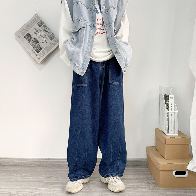 Men s Jeans Men Wide Leg Baggy Retro Blue Japanese Simple Leisure Stylish Soft All match Pocket Large Size S 3XL Solid fashion 230503