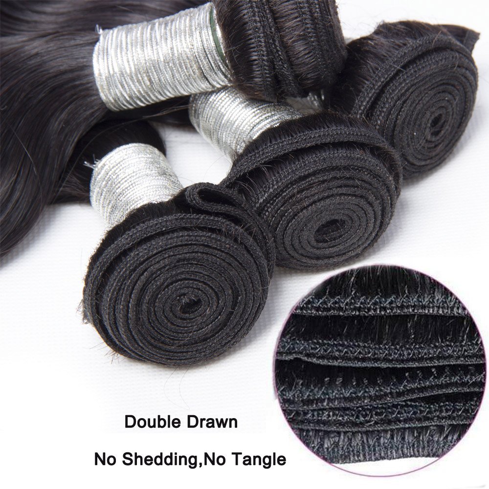 Brazilian Body Wave Human Virgin Hair 100g/pc Natural Black Color 1B Double Wefts Unprocessed Hair Extensions 3 Bundles
