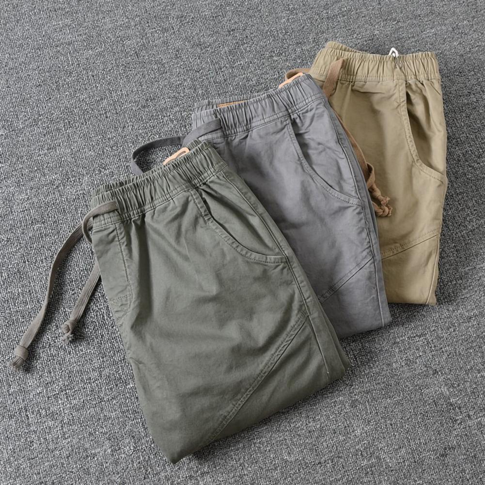 Men's Pants Trousers Mid Waist Stretchy Sporty Vintage Cropped Trousers 230504